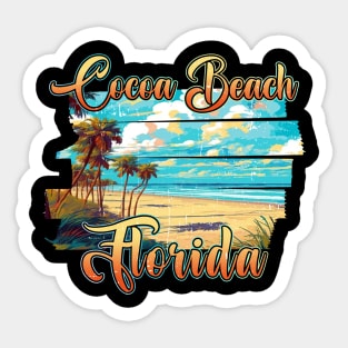 Retro Vintage Family Vacation Florida Cocoa Beach Gift For Men Women Sticker